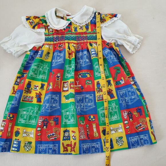 Vintage 70s Patchwork Furniture Dress 3t/4t - Picture 7 of 9